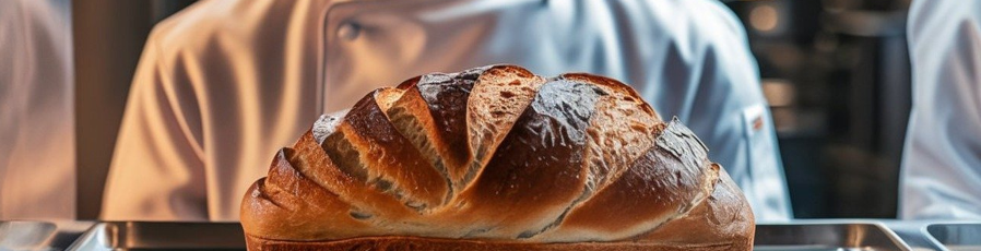 Ein fast fertig gebackener Laib Brot in einem Ofen.